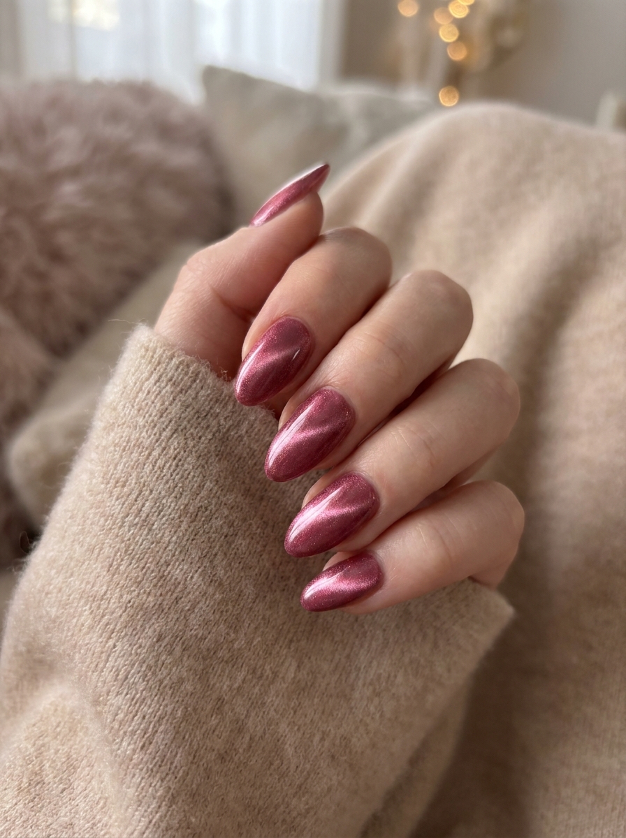 Rosa Cat Eye Nägel